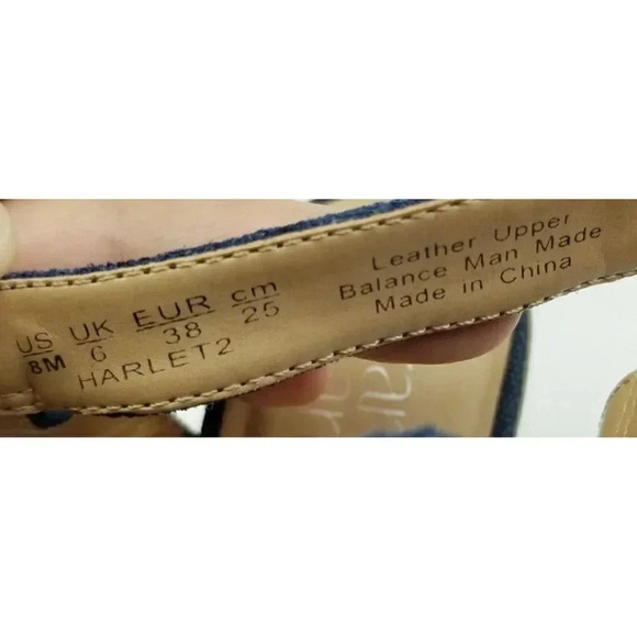 Franco Sarto Size 8M Women's Blue Suede Buckle Ankle Strap Open Toe Block Heel - Picture 5 of 13